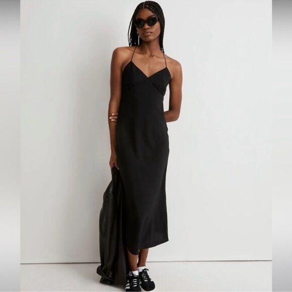 Madewell Layton Midi Slip Dress Size 2 in Black NWT - Picture 1 of 8